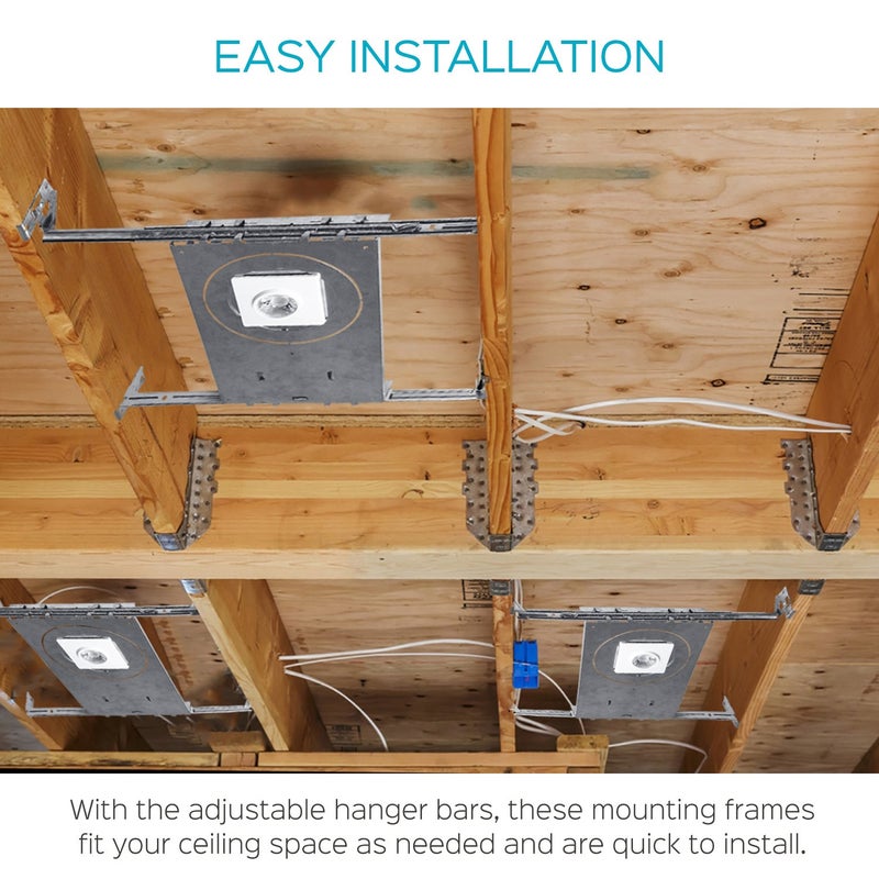 Luxrite New Construction Mounting Plate, 3-4-6 Inch LED Recessed Lighting Kits, Extendable Hanger Bars, ETL Listed - Shallow Recessed Light Housing (6 Pack) - Image 5
